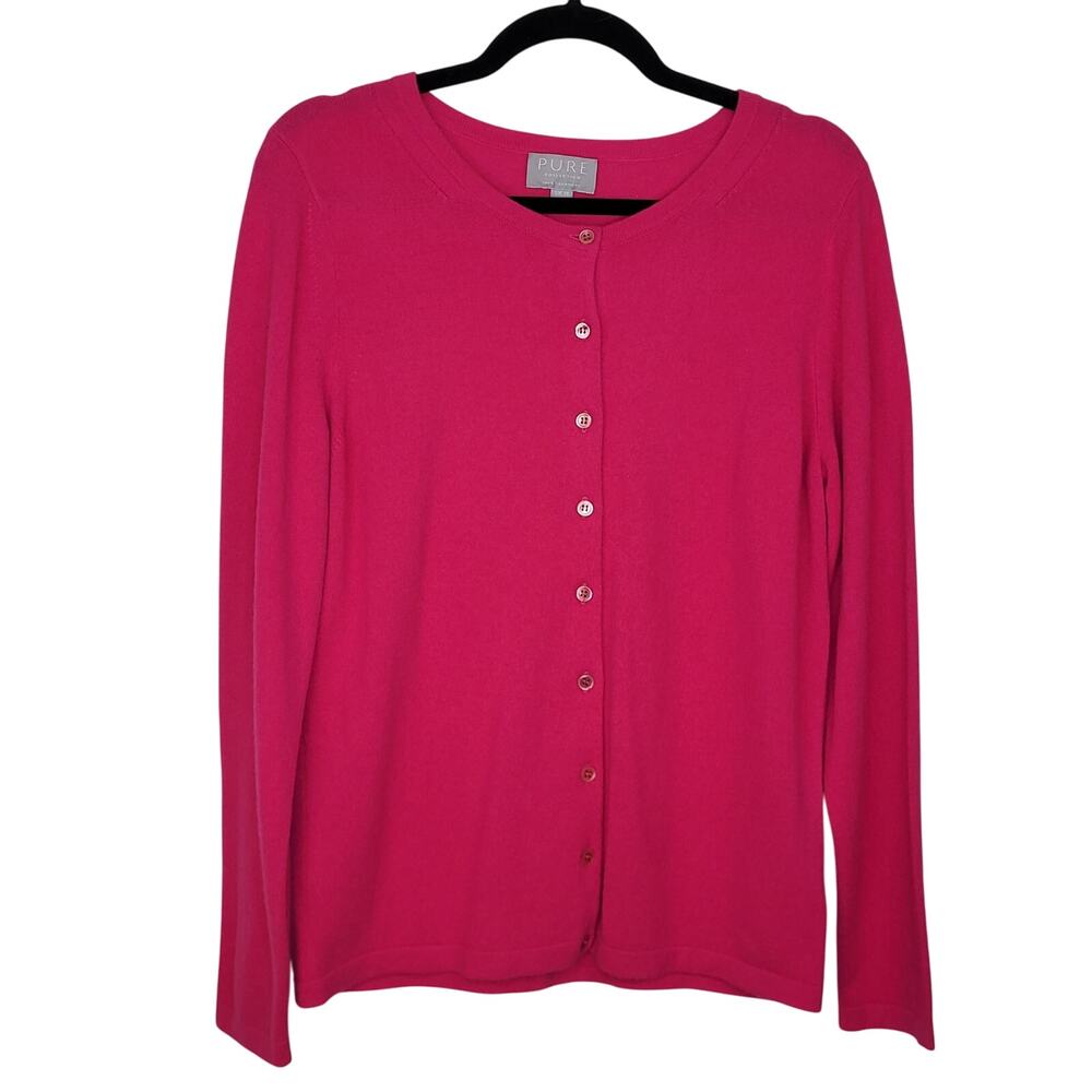 Pure Collection 100% Cashmere Pink Cardigan Sweater Size 12
